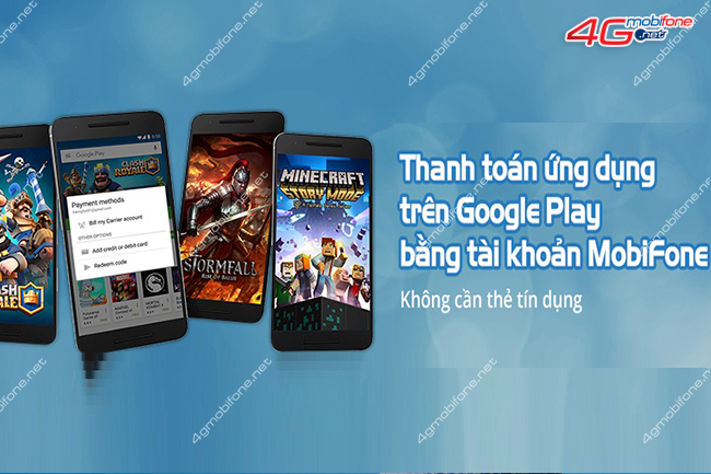 thanh toan tren Google Play bang tai khoan mobifone