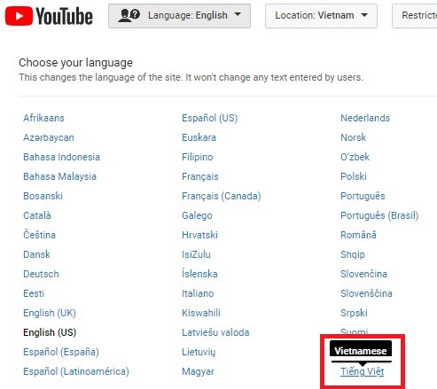 cai dat youtube tieng viet 