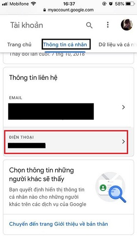 Meo thay doi xoa so dien thoai trong gmail sieu don gian