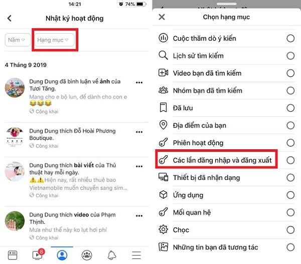 kiem tra IP dang nhap Facebook tren ios