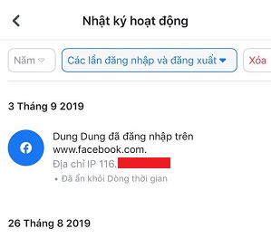 kiem tra IP dang nhap Facebook tren dien thoai ios