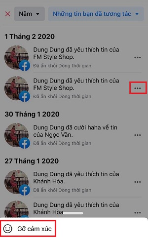 xem cac tin da tuong tac tren facebook