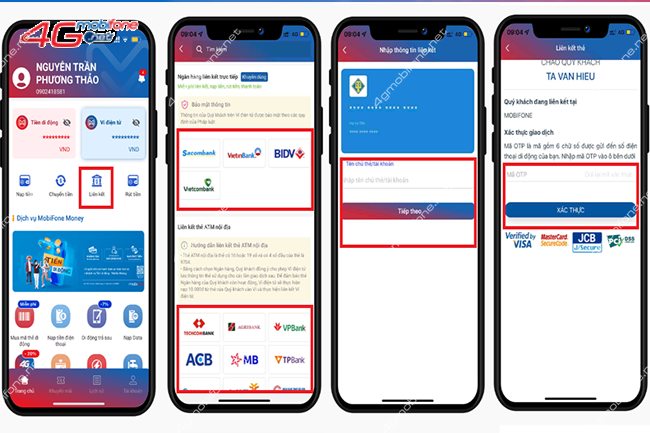 lien ket mobifone money voi ngan hang