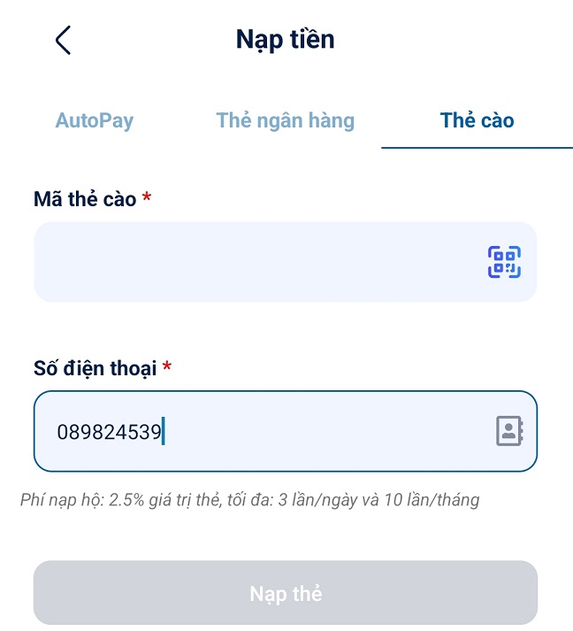 nap tien bang app my mobifone 3
