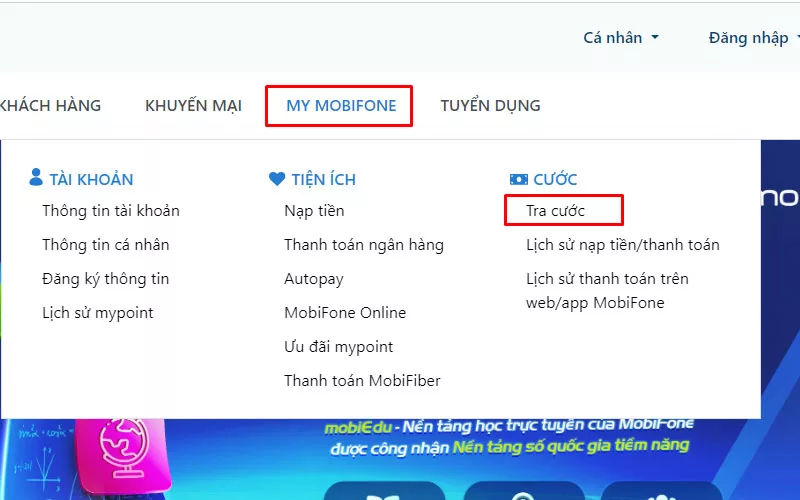 Tra cuu lich su nhan tin MobiFone tren Web