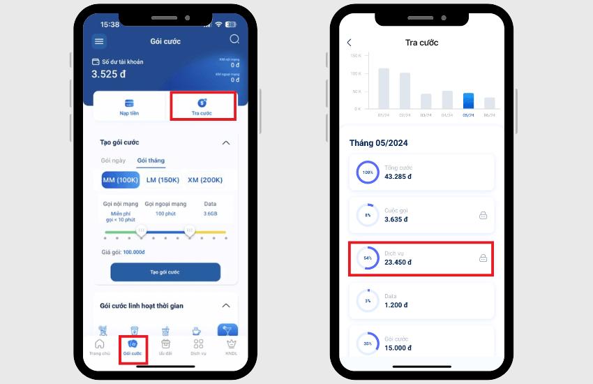 Tra cuu lich su tin nhan MobiFone tren app