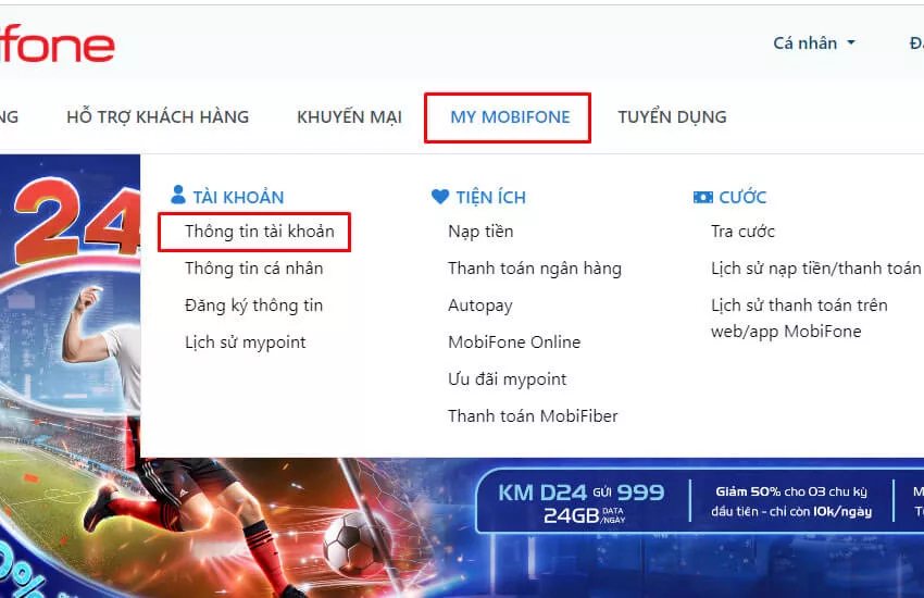 Xem diem ket noi dai lau MobiFone tren Web