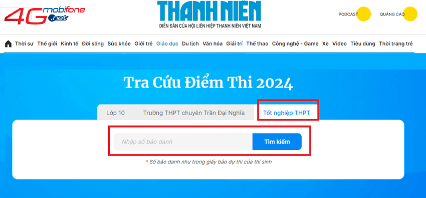 tra cuu diem thi thpt quoc gia 2024