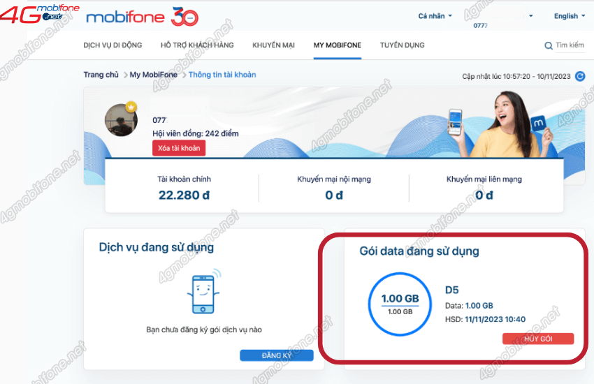 kiem tra thoi han goi cuoc mobifone