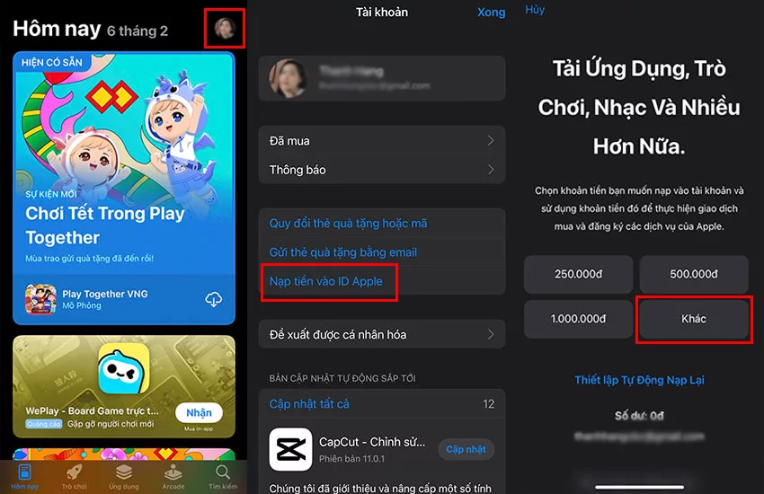 cach nap tien vao appstore bang the dien thoai