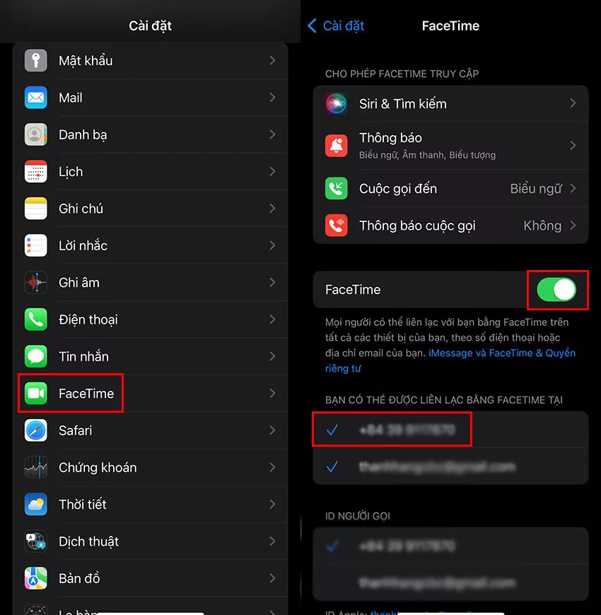 cach cai dat goi facetime bang so dien thoai