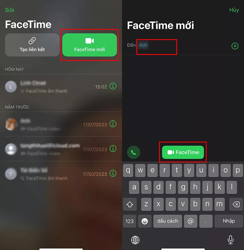 goi facetime bang so dien thoai