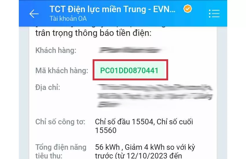Cach xem ma khach hang tien dien online